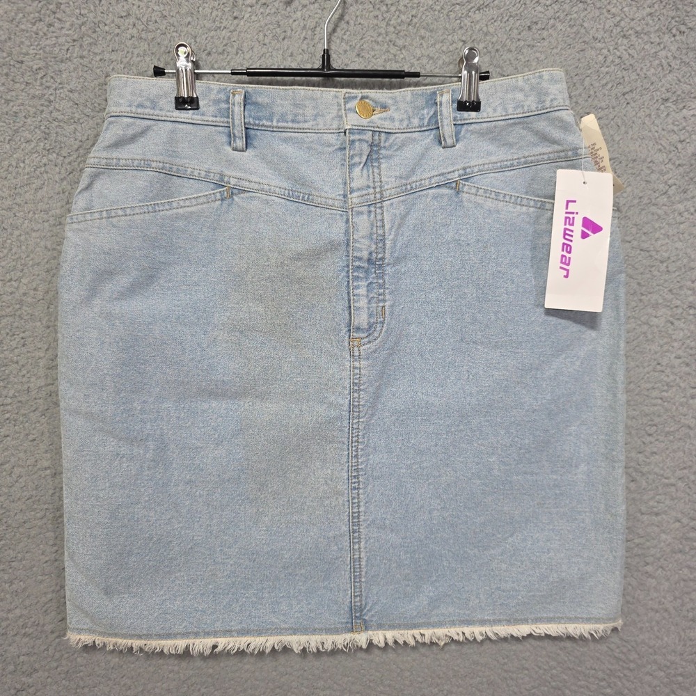 Vintage Liz Wear Denim Mini Skirt Size 14‎ Pockets 90s NWT